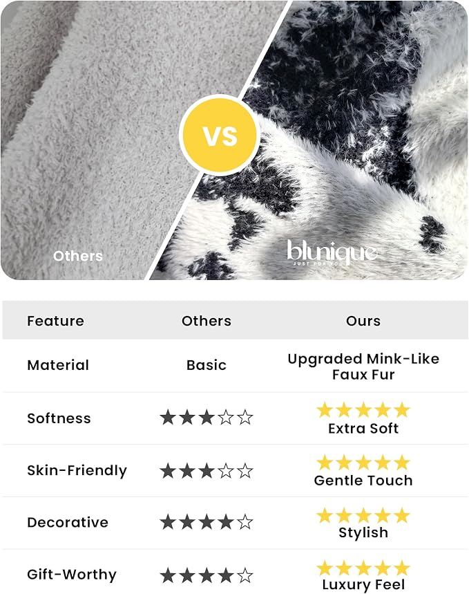 Throw Blanket for Couch, Soft Cozy Chunky Knit Thick Knitted Blanket for Sofa, Bed, Gift for Women Girls Home Decor (Cow-Blue, Throw 50"x60")
