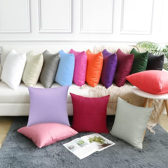 4-Pack 100% Cotton Comfortable Solid Decorative Throw Pillow Case,Thmyo Square Cushion Cover Pillowcase Sublimation Blank Pillow Covers DIY Throw Pillowcase for Sofa Bedroom(16x16 inch/ 40x40cm,Grey)