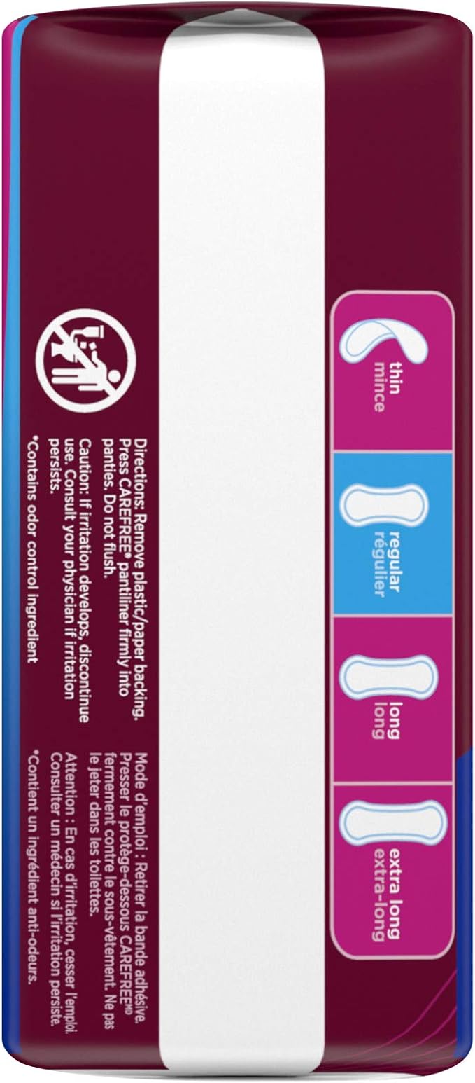 Carefree Acti-Fresh Body Shaped Regular Pantiliners, Fresh Scented, 54 Count (Pack of 1), Package May Vary