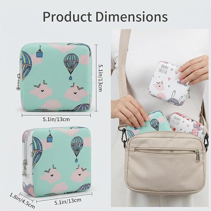 3Pcs Sanitary Pad Pouch, Sanitary Napkin Bag Pads for Women Pads Bags | Storage Bag Period Pouch Tampon Organizer Pouch Tampon Pad Holder for Purse, Pad Bags Feminine Care First Periods