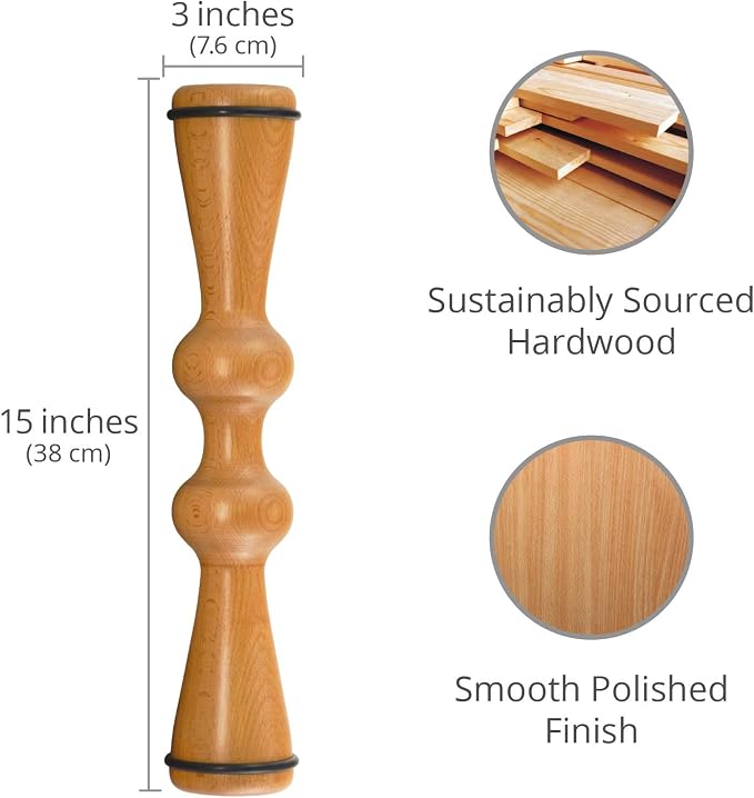 Body Back FSA Eligible Wood Back Roller, Spine Stretcher & Aligner, Ma Roller, Back Cracker for Back Pain Relief and Muscle Recovery, Manual Back Massager, Wood Therapy Massage Tool (15 inch)