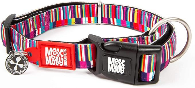 Max & Molly Smart ID Dog Collar with Gotcha! QR Safety Tag and Custom Pet Profile, Soft Padded Neoprene, Waterproof, Shopping Time, Medium (13-21")