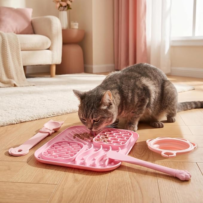 4 Piece Slow Feeder Cat Bowl Set
