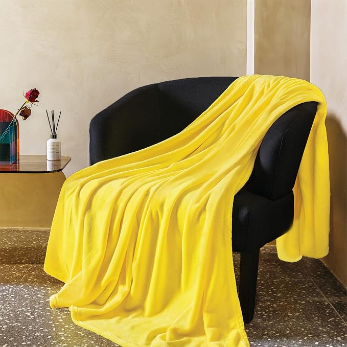 Yellow Fleece Plush Throw Blanket 50"x60"for Couch Sofa Fuzzy Cozy Flannel | Super Soft Lightweight Microfiber Blanket for Bed Chair bedroom Home Decor All Season,Birthday Gifts for Women Mom Adult