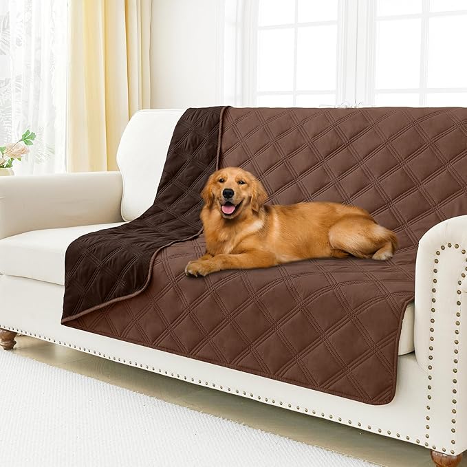 Smiry Waterproof Dog Bed Cover, Reversible Pet Blanket for Sofa Couch | Soft Washable Dog Blanket, Leakproof Couch Cover for Dogs Cats & Furniture Protection, 52x82, Brown/Chocolate