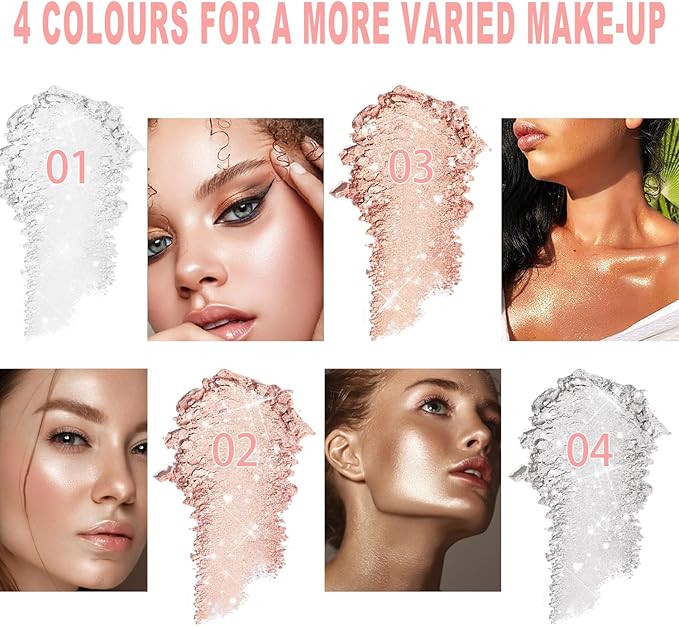 2PCS Hair and Body Glitter Powder, Highlighter Glitter Makeup for Clothes, Festival Rave Prom Loose Sparkle Powder,Holographic Ultra Fine Resin Glitters for Crafts (Pearl White+Pearl White)
