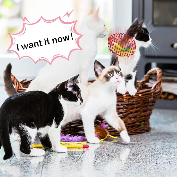 Jecery 5 Pcs Cat Toys Spring,Cute Mouse,Bright Color