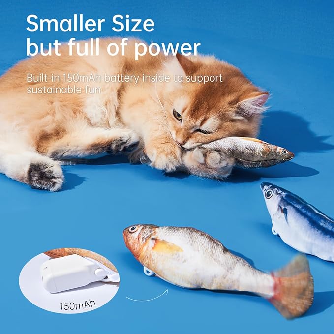2 Pack Floppy Fish Cat Toys with Catnip, Rechargeable Flopping Fish Toy