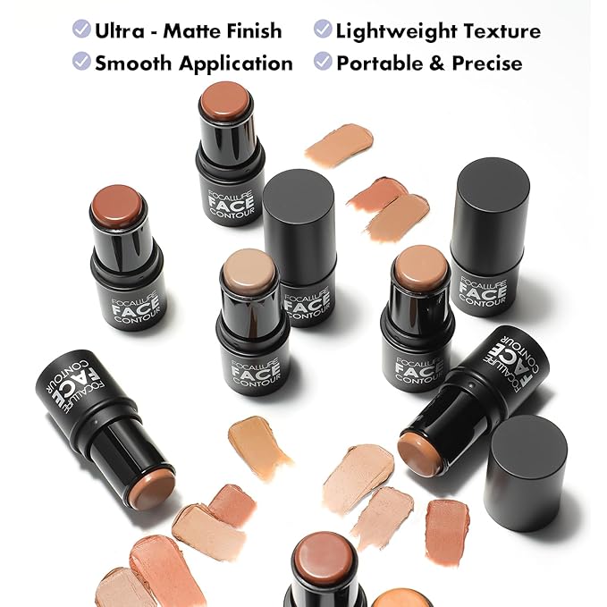 FOCALLURE Cream Contour Stick, Matte Bronzer Stick, Professional Face Shaping & Contouring Stick Makeup, Easy to Apply with Buildable Coverage, Long Lasting & Sweatproof, CLAY