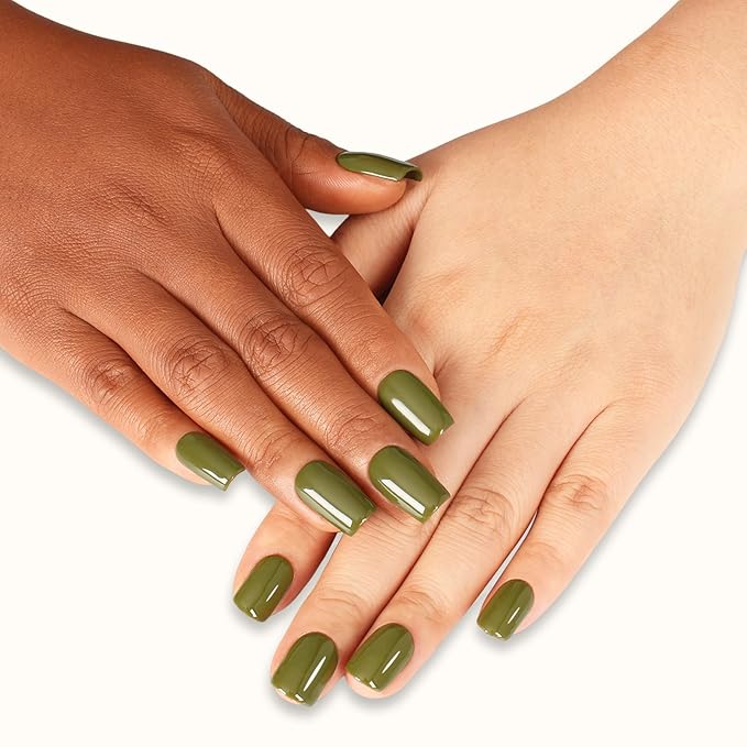 Olive Green Gel Nail Polish, 15ml UV/LED Soak Off Dark Green Gel Polish for Manicure Salon or DIY Nail Art at Home,Spring Summer Fall Colors - GP0061
