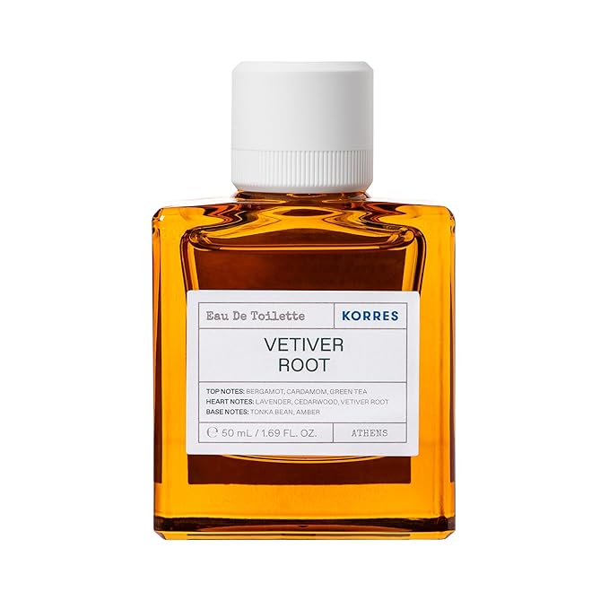 KORRES Eau De Toilette, Vetiver Root Fragrance Spray, Unisex Perfume With Aromatic Vetiver, Green Tea Accents And Cedarwood, Earthy And Warm Woody Scent For Women And Men, 1.69 Fl Oz