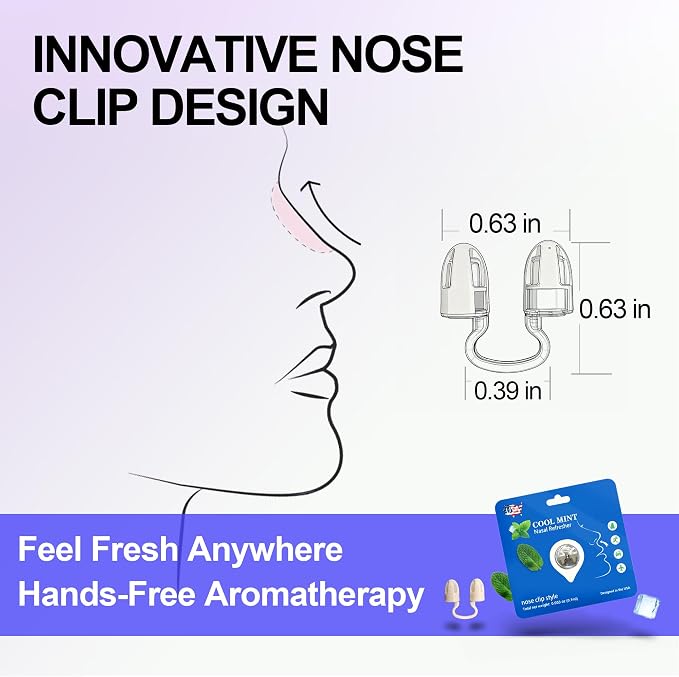 Peppermint Aromatherapy Nose Clip, Soft Wearable Fragrance Accessory, Hands-Free Clip-On Scent Product for Driving, Work and Study, Discreet Personal Aroma(2pack)
