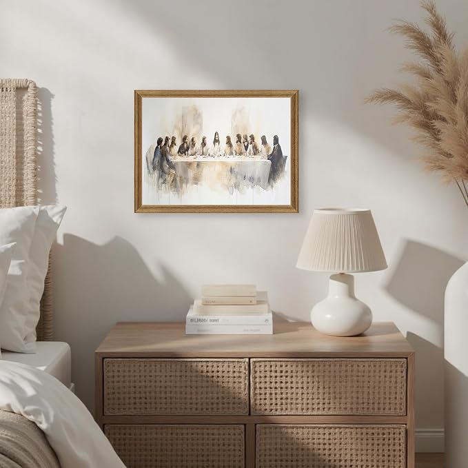 Fantasy Artists The Last Supper Christian Wall Art – Sacred Biblical Scene of Jesus and the Twelve Apostles, Reverent Religious Artwork for Church, Prayer Room & Faith-Centered Home,12W X 16H