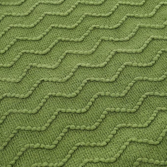 BATTILO HOME Green Throw Blanket for Couch, Textured Knit Throw, Green Blankets and Throws for Sofa Bed Living Room Decor, Outdoor Throw Blanket, 50"x60"