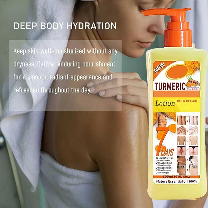 Soft 7 Turmeric Body Oil Lotion, Turmeric Oil Lotion for Skin Hyperpigmentation, Tumeric Lotions for Bodys, Body Lotions for Women Moisturizing & Smoothing for All Skin Types 10 Fl Oz