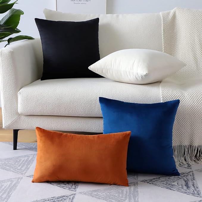 Artscope Luxury Velvet Pillow Covers Super Soft Decorative Square Throw Pillow Covers Case Cushion Covers for Sofa Couch Bedroom Car Decor 18x18 Inch Navy Blue