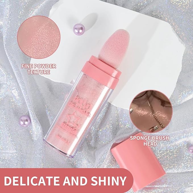 Polvo De Hadas Fairy Dust Highlight Patting Powder - Full Body Contouring and Clavicle Pearlescent Patting Powder for Face and Eye, Christmas Sparkling Body Glitter (#03 Golden Brown)