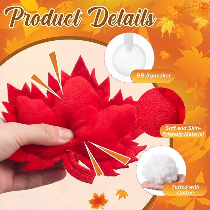 Civaner 48 Pcs Stuffed Dog Toy Squeaky Plush for Small Breed, Maple Leaves