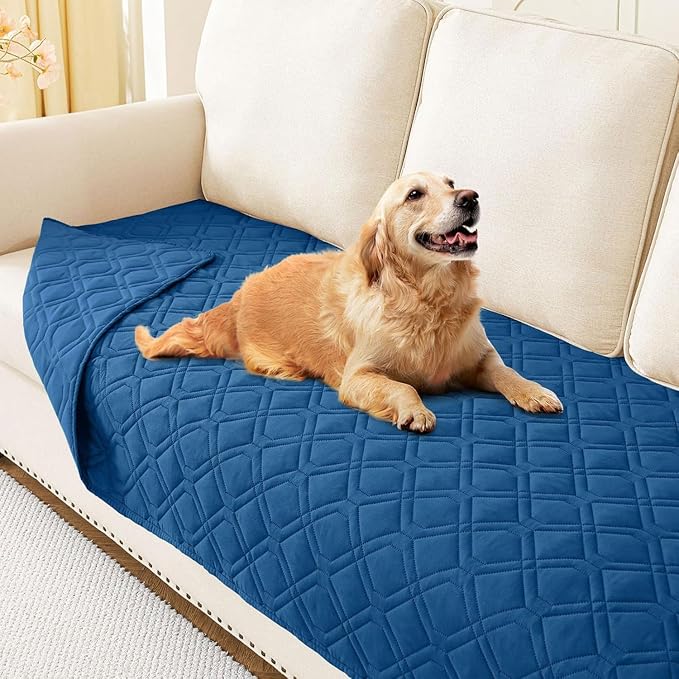Waterproof Dog Bed Blanket - Soft Pet Blanket & Sofa Cover for Dogs | Reversible Washable Furniture Protector, Couch Covers for Pets (30x70 Inch, Navy Blue/Navy Blue)