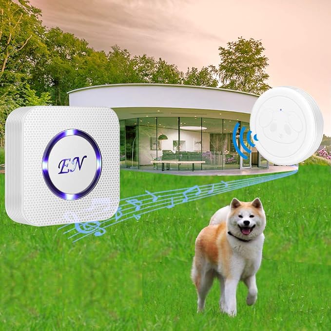 Dog Door Bell, Dog Door Bell for Potty Training, Dog Bells to Go Outside,Dog Door Bell for Dogs to Ring to Go Outside,Bells for Dog Training (2 Receiver 2 Transmitters, White)