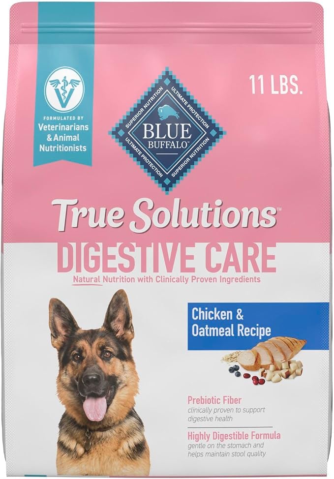 Blue Buffalo True Solutions Digestive Care Chicken Dry Dog Food, 11 lb | Adult Formula, Clinically Proven Prebiotic Fiber, Veterinarian Formulated