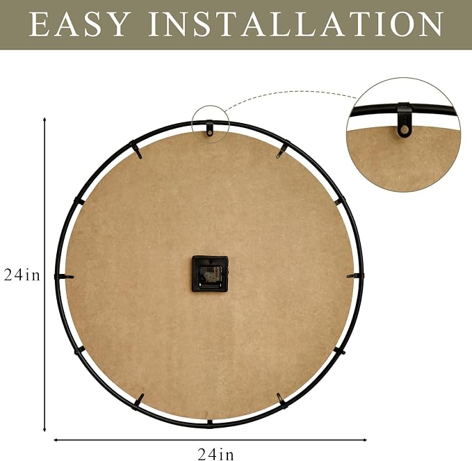 EMAX HOME Rustic Farmhouse Wall Clock 24 Inch, Vintage Oldtown London Wooden Large Clock with Silent Tick, for Bedroom, Office, Kitchen, Indoor Home Decoration