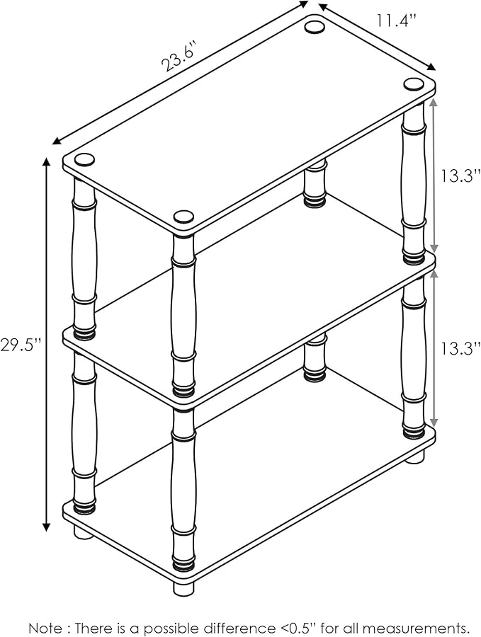 Furinno 18029GYW/BK Turn-N-Tube 3-Tier Compact Multipurpose Shelf Display Rack, Classic, French Oak Grey/Black, 3-Tier Classic Tubes