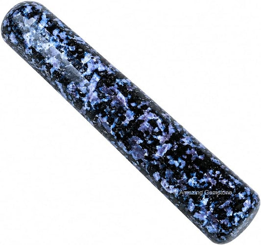 Amazing Gemstone Indigo Gabbro Crystal Wand Massage Stick - Pelvic Wand Gua Sha for Adults - Crystals and Healing Stones Massage Wands for Adults Gifts (Smooth)