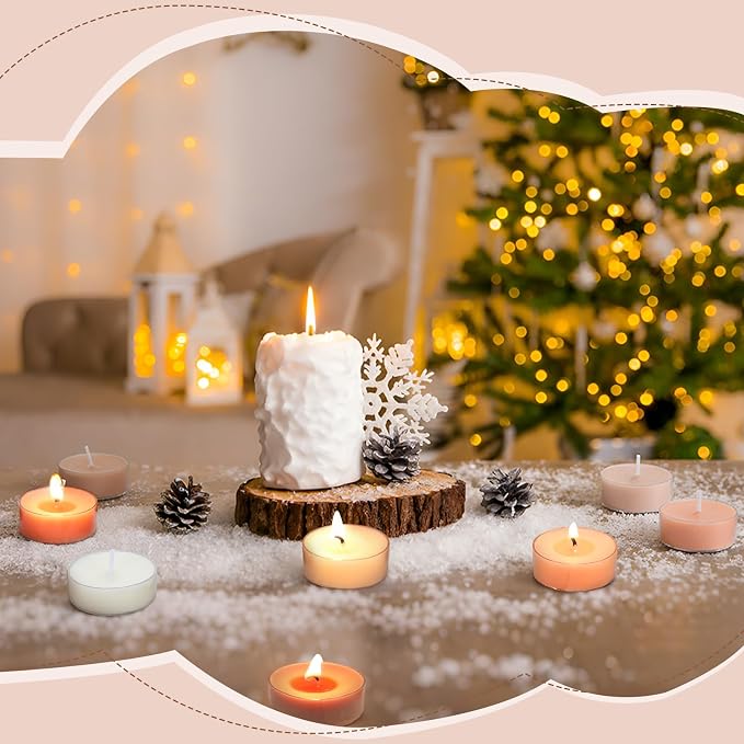 Honoson 12 Pack Brown Tea Lights Candles Brown Round Tea Light Natural Wax Scented 6 Scents Conversation Candle for Spring Easter Wedding Engagement Gifting Aromatherapy Anniversary Summer Home Decor