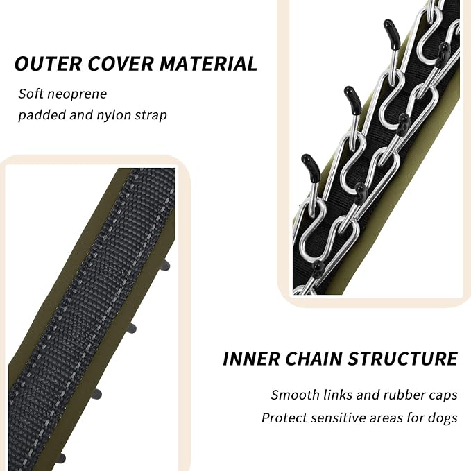 Martingale No Pull Dog Collar for Large Medium Small Dogs, Heavy Duty Nylon Reflective Adjustable Anti Pull Slip Collar with Buckle for Training Walking S Black Army Green