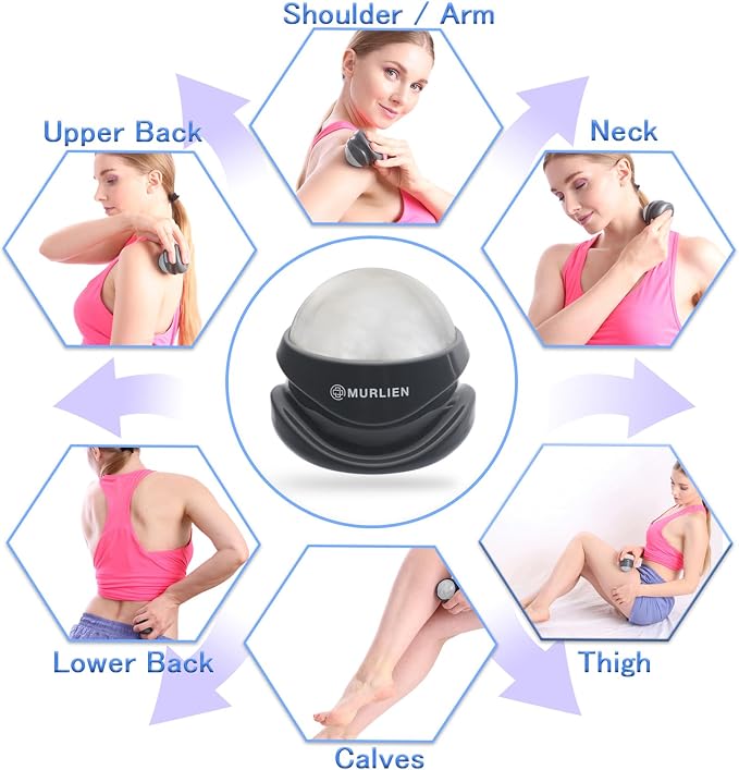 Massage Roller Ball, Tight and Sore Muscles Relief, Manual Massager, Alleviating Shoulder, Arms, Back, Legs, Calves or Muscle Tension - White