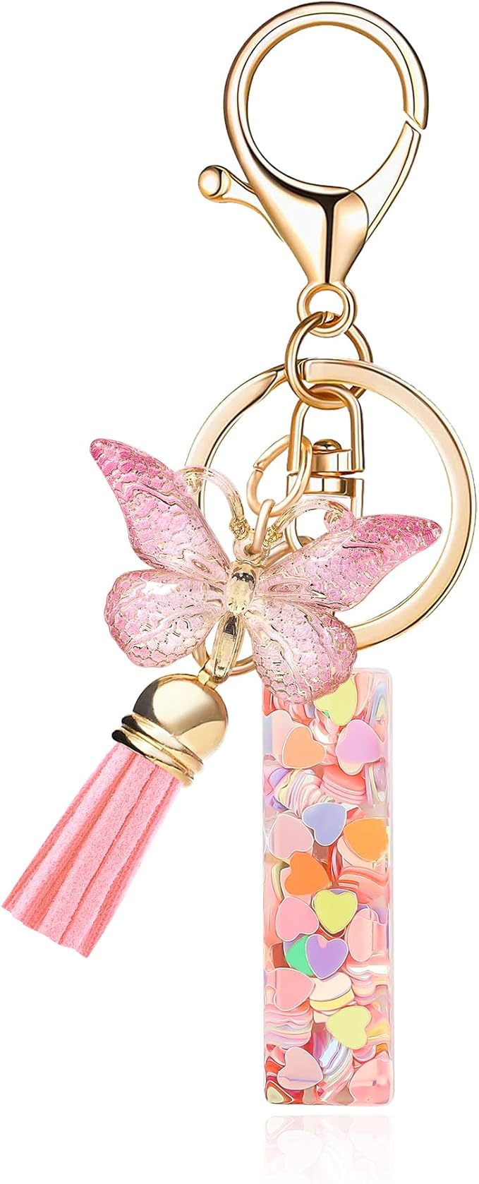 Fashion Alphabet Initial Letter Keychain Tassel Butterfly Pendant Key Ring for Purse Handbags Women Girl