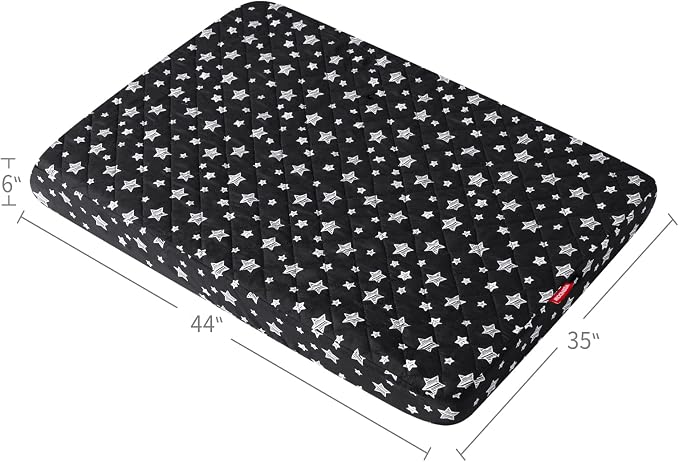 Waterproof Dog Bed Covers Replacement Lovely Black Star Print, 35x44 Inches | Washable Pet Hair Easy to Remove, Noiseless Quilted Puppy Pet Bed Cover, for Dog/Cat, Cover Only