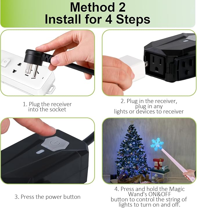 Voice Christmas Magic Tree Wand Lights, Wireless Remote Control Outlet for String Lights and Decorations Lights, Pink Magic Voice Activated Turn On and Off, Suitable for Christmas Parties