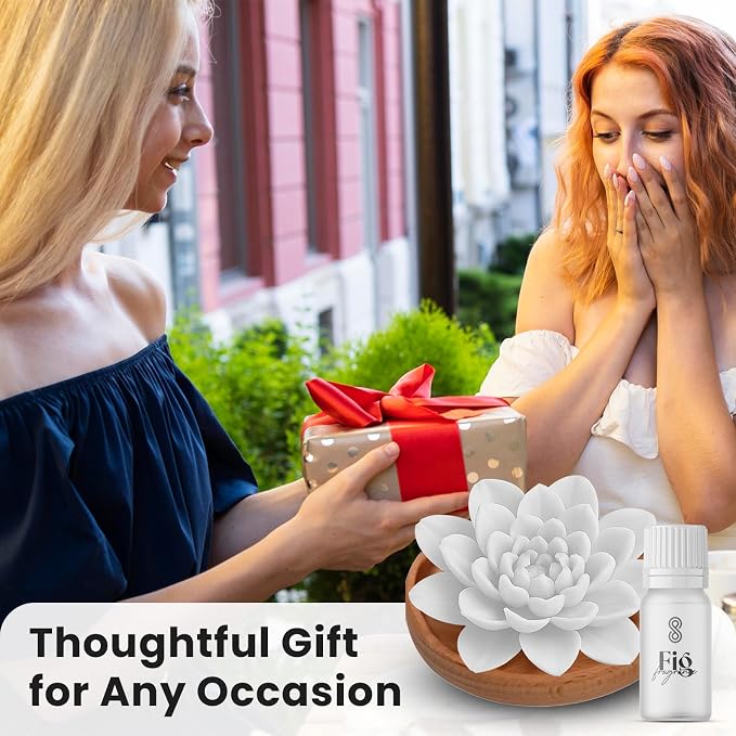 HOME ARCHIVE Aroma Diffuser with Aromatherapy Fragrant Oil Diffusers for Home Room Decor Fig Fragrance (Peony Flower (White))