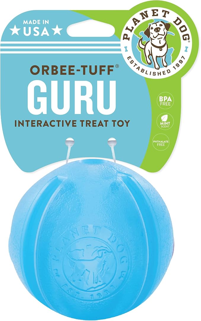Outward Hound Guru Treat-Dispensing Puzzle Ball Dog Toy, Blue