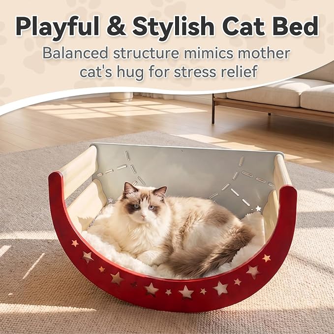 Cat Rocking Bed with Washable Removable Cushion and Sisal Scratching Pads Cat Scratcher Multifunctional Cat Furniture, Blue