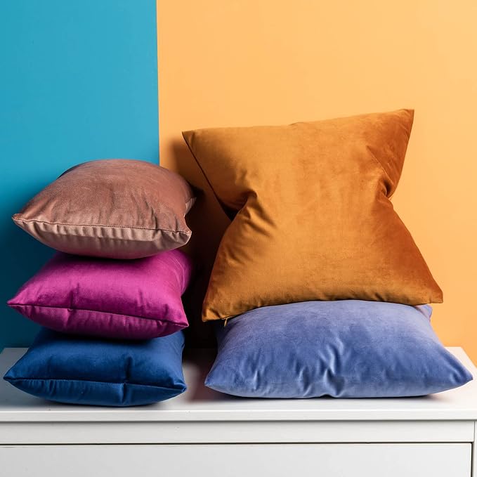 JUSPURBET 16x16 Decorative Velvet Throw Pillow Covers Cases Set of 2,Jam | Modern Soft Cushion Covers Cases with Hidden Zipper for Couch Sofa Bed Living Room Bedroom Home Decor
