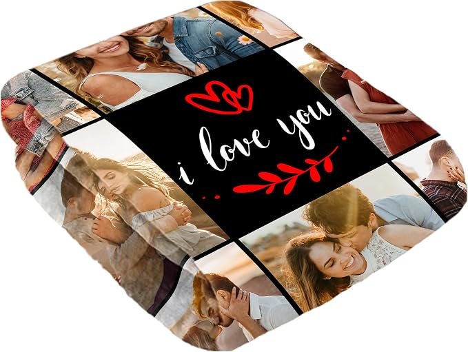 SHIPS NEXT DAY Custom Blanket with Picture Text Personalized Throws Blanket with Photos Customize Blanket Customizable Blankets Customized Gifts for Mom Dad Couple Girlfriend Boyfriend Wife Husband