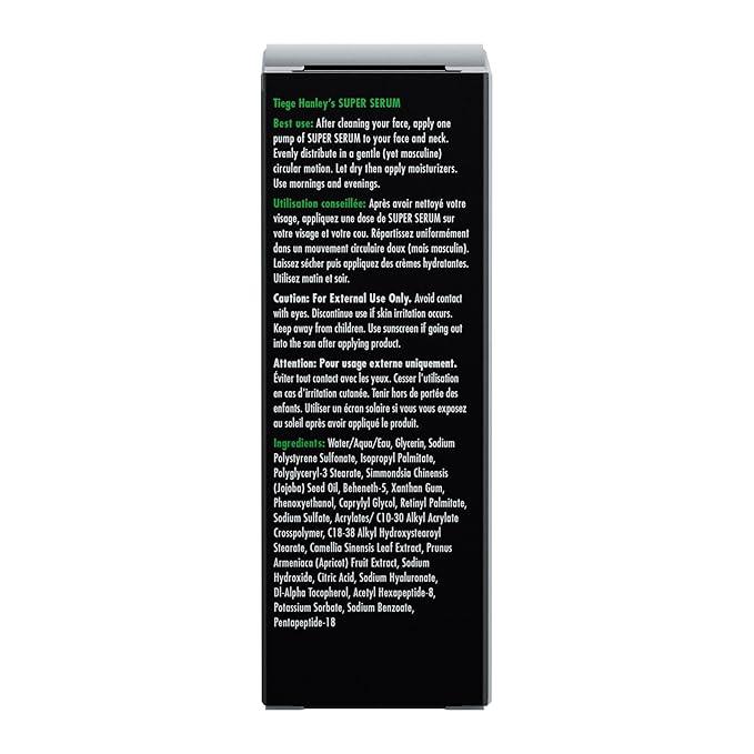 Tiege Hanley Anti Aging Face Serum for Men, Super Serum with Peptides, Retinyl Palmitate, and Sodium Hyaluronate to Firm Skin and Reduce Fine Lines, Men’s Skin Care, 0.5 Fl Oz