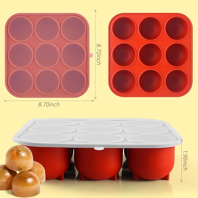 9-Cavity Silicone Frozen Dog Treat Mold with Lid for Woof Pupsicle & Power Chewer Pupsicle XL 75 lbs and Up, Reusable Frozen Dog Treat Tray Mold for Pupsicle Toy