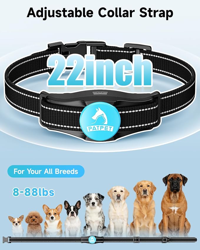 PATPET Shock Collar for Large Dog - Rechargeable Dog Training Collar with Remote for Medium Large Dogs 1000Ft Remote Range 3 Training Modes IPX7 Waterproof Blue,For 1 dog