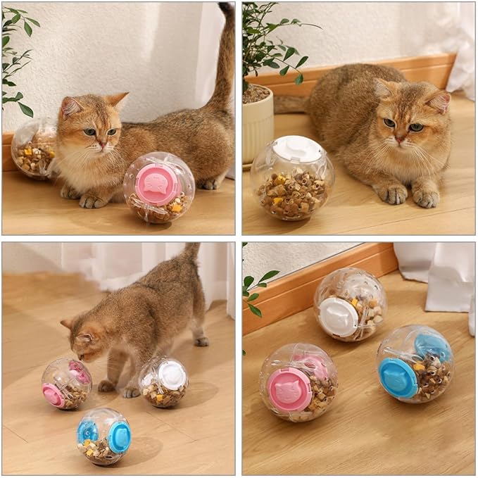 VANZACK 3pcs Interactive Pet Treat Dispenser Balls for Cats and Dogs, Abs Material Chew for Playing and Reward, Stress Relief and Bonding for Indoor Use