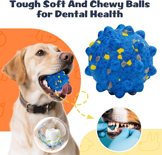 HIPPIH Dog Balls Tennis Balls, Dog Chew Toys for Aggressive Chewers ETPU | 3PCS Interactive Puppy Toys for Teething, 3'' Fetch Ball Water Toy for Small/Medium Breed,High Bouncy & Floating Dog Pool Toy