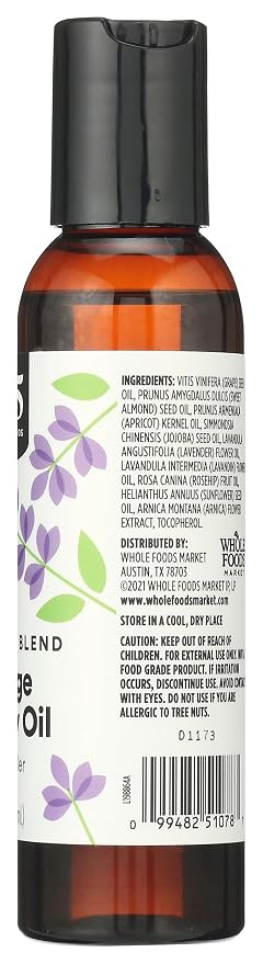 365 by Whole Foods Market, Massage & Body Oil with Lavender, Calming Blend, 4 Fl Oz
