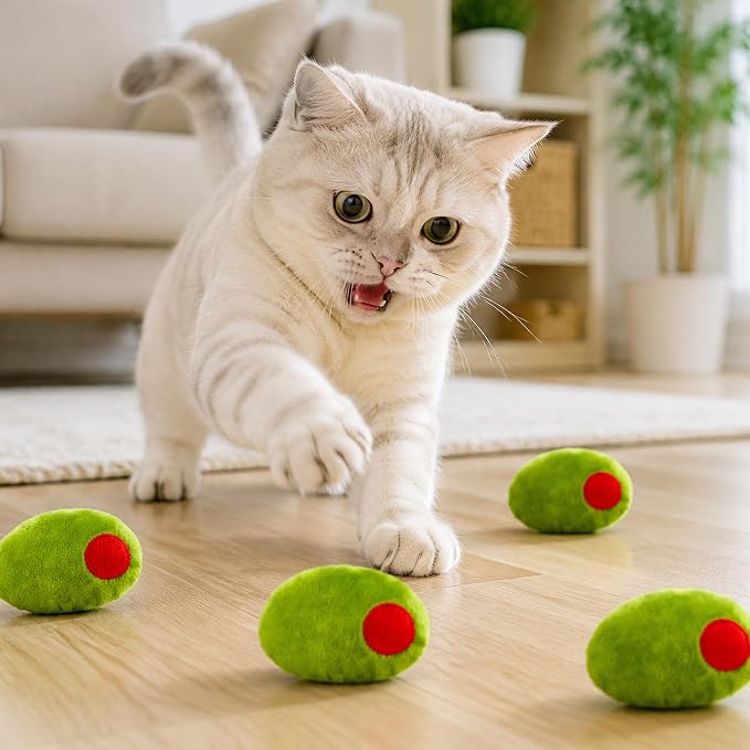 5Pcs Olive Catnip Crinkle Paper Sound Toys for Cat, Catmint Cat Toy Gift