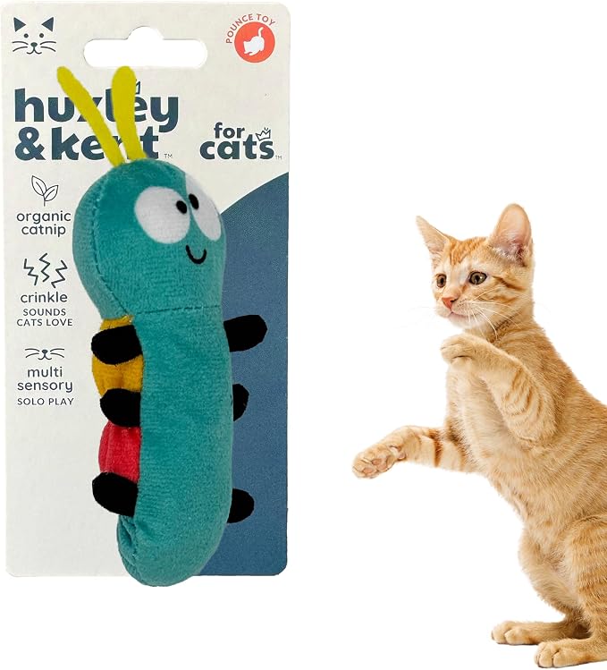 Huxley & Kent Plush Cat Toy - Interactive Catnip Toy for Cats & Kittens - Soft with Crinkle & Catnip - Fun Indoor Play - Caterpillar