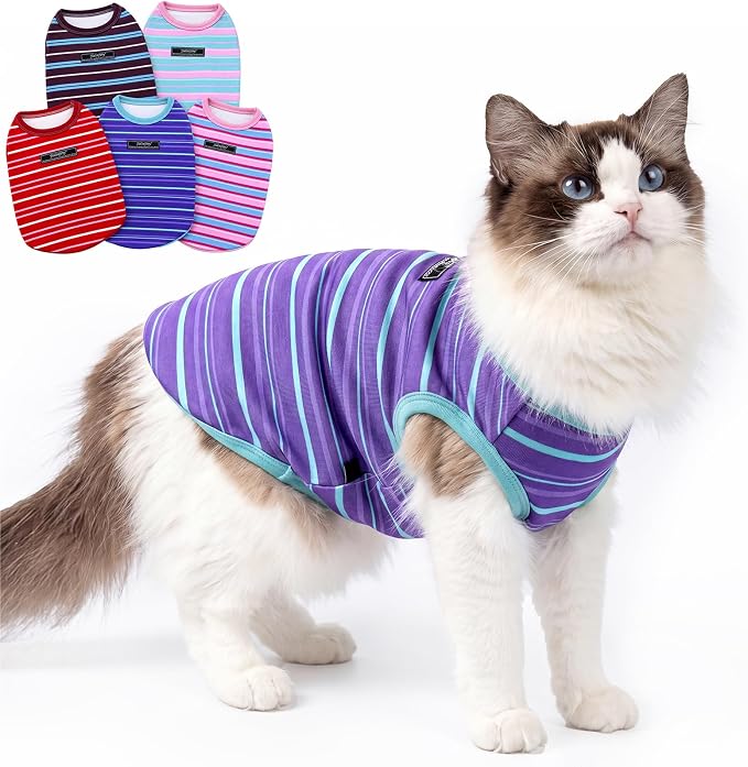 Soft Striped Dog Shirt, Cozy Warm pet Vest for Small Medium Dogs, Classic Puppy cat Clothes for Indoor Outdoor Outfits