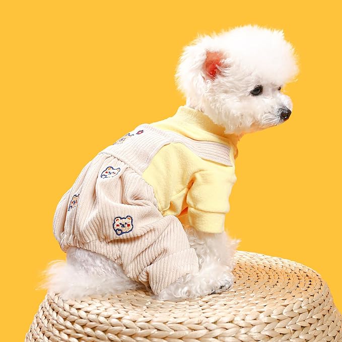 Dog Stylish Overalls Comfortable Puppy One Piece Outfits Summer Bib Overalls for Small Dogs Cute Pet Onesie Jumpsuit Chihuahua Yorkies Birthday Holiday Clothes Cat Costume