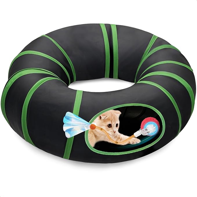 Interactive Cat Toy, Motion-Activated Ball in Enrichment Tunnel | USB-C Rechargeable Rolling Ball with Touch Reactivation, Fast/Slow Modes, And Prey-Like Movement for Indoor Cats and Kittens.